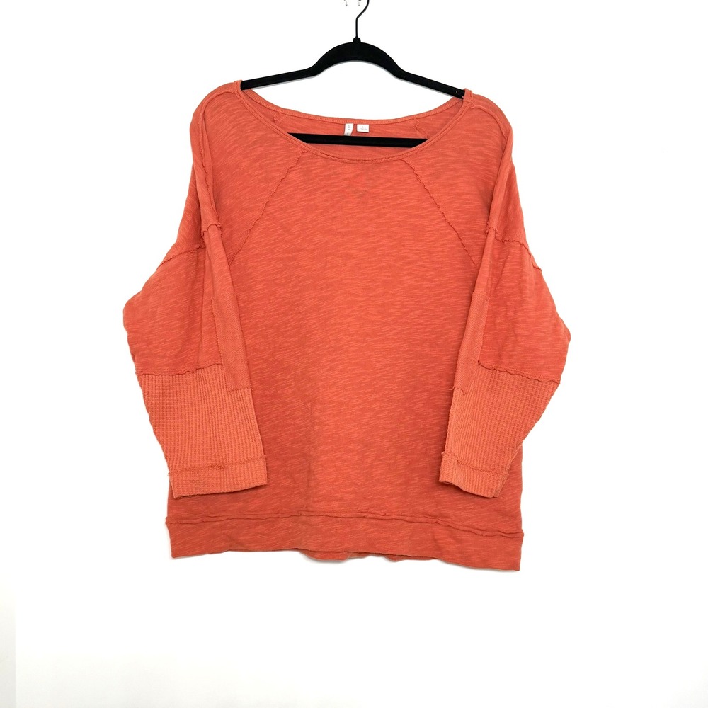 Cato Est 1946 M Rust Orange Slub Knit Pullover Waffle Sleeve